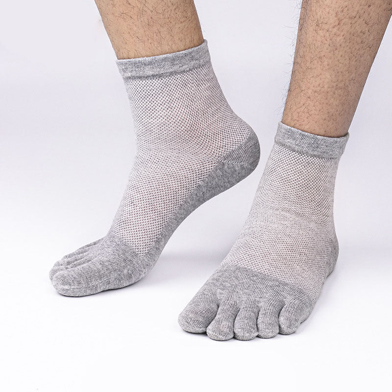 Five-Finger Socks 100% Cotton Men's Mesh Summer Thin Cotton Deodorant Socks Low-Top Split-Toe Socks Men's Socks