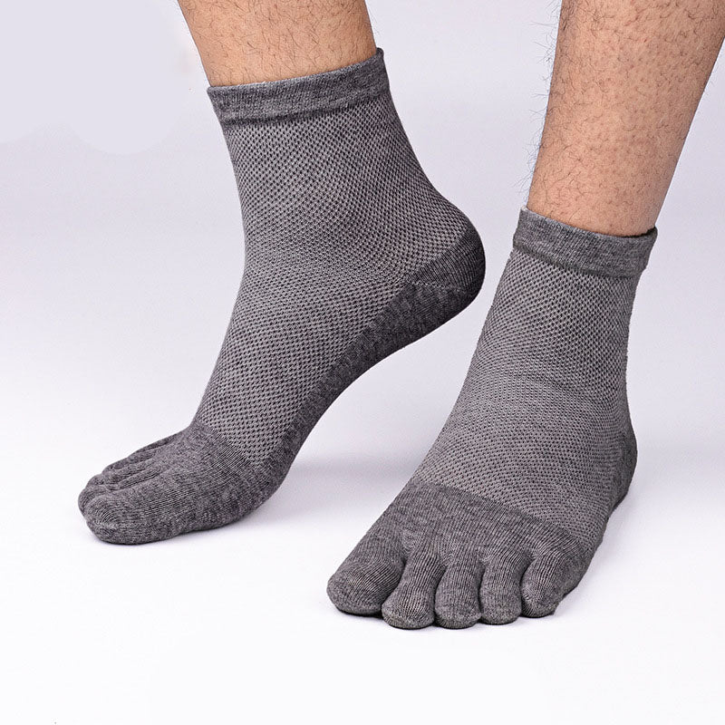 Five-Finger Socks 100% Cotton Men's Mesh Summer Thin Cotton Deodorant Socks Low-Top Split-Toe Socks Men's Socks