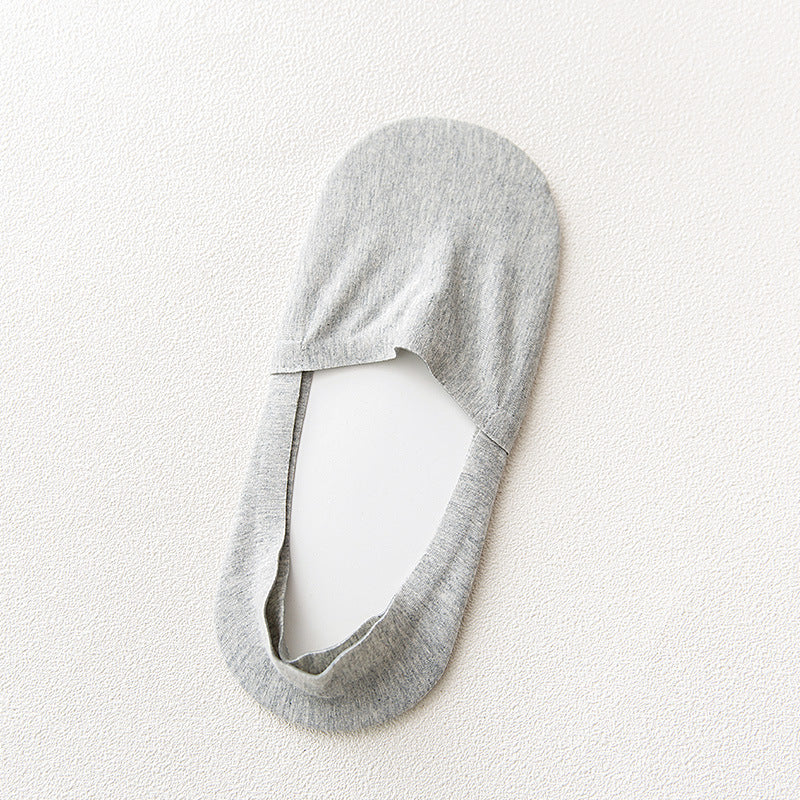 Summer New Solid Color Cotton Socks Men's Silicone Non-Slip Seamless Invisible Socks Low-Cut Boat Socks