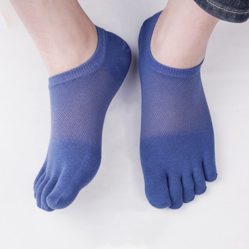Five-Finger Socks 100% Cotton Men's Mesh Summer Thin Cotton Deodorant Socks Low-Top Split-Toe Socks Men's Socks