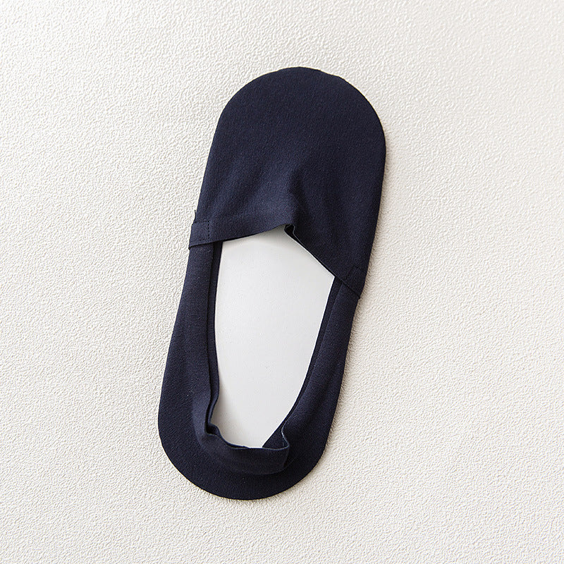 Summer New Solid Color Cotton Socks Men's Silicone Non-Slip Seamless Invisible Socks Low-Cut Boat Socks