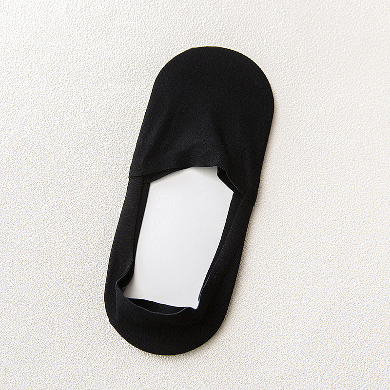 Summer New Solid Color Cotton Socks Men's Silicone Non-Slip Seamless Invisible Socks Low-Cut Boat Socks