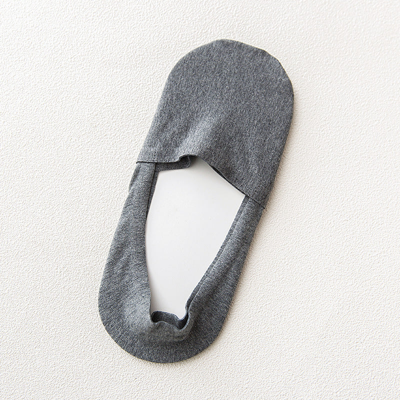 Summer New Solid Color Cotton Socks Men's Silicone Non-Slip Seamless Invisible Socks Low-Cut Boat Socks