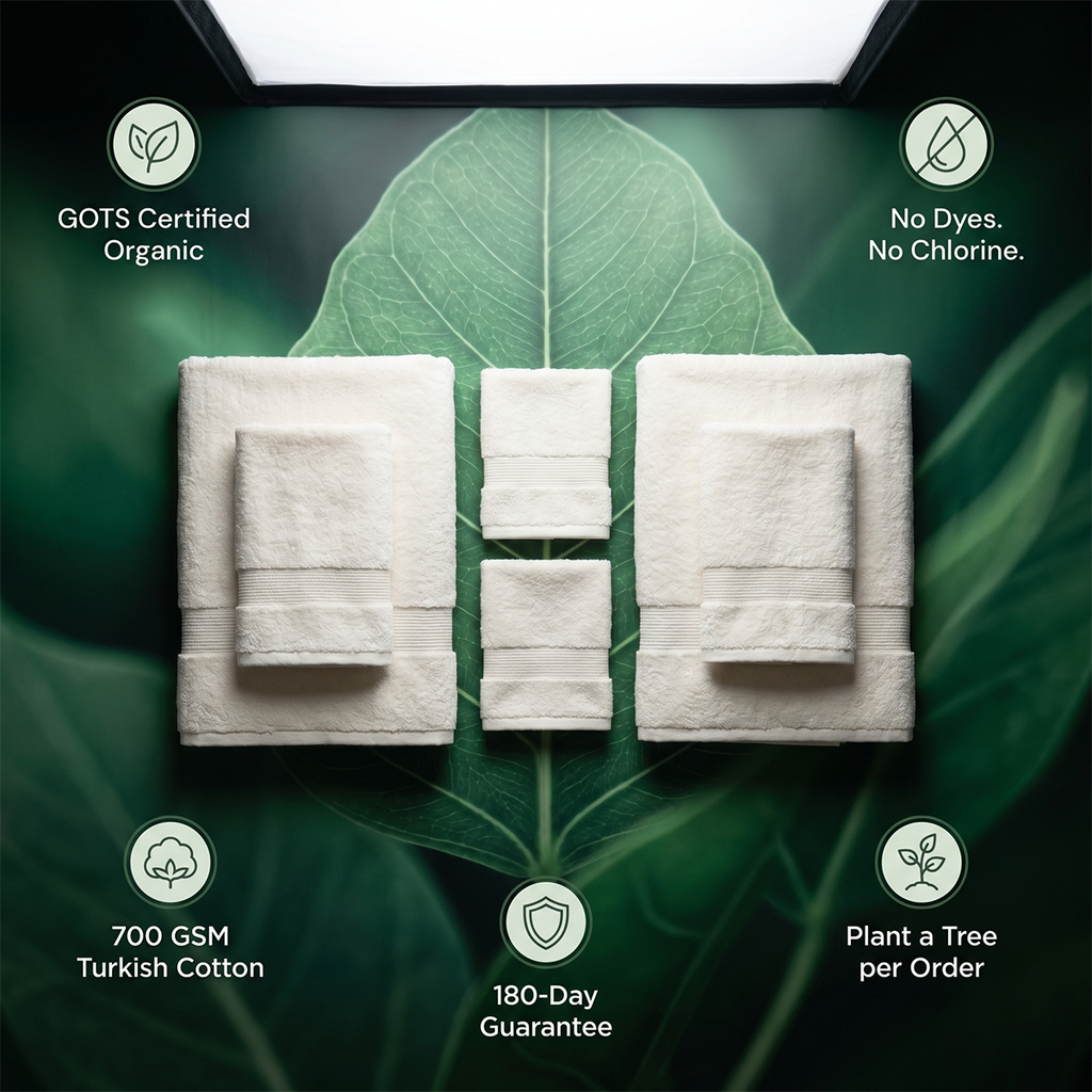 Luxury Organic Bath Six Piece Towel Set | Soft, Plush, Eco-Friendly Towels