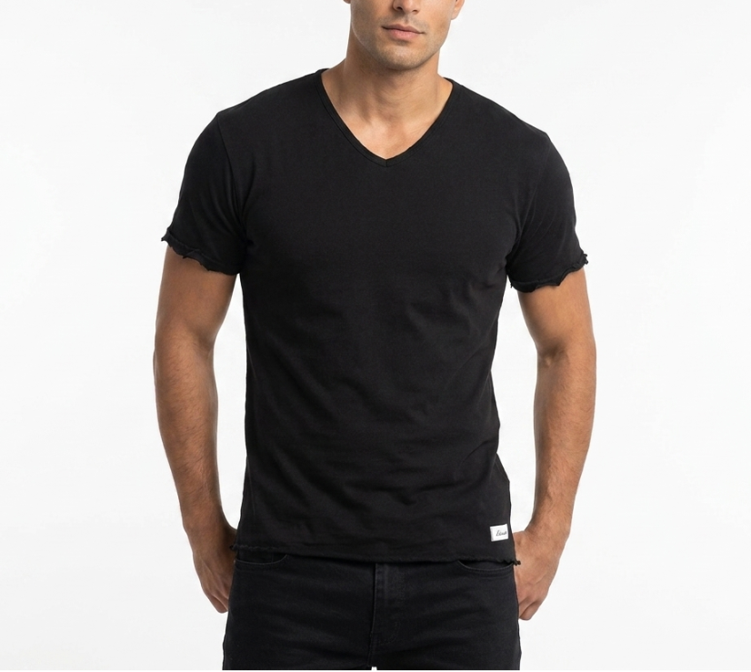 Oura (Aura) Organic V-neck Tee (Midnight Black)